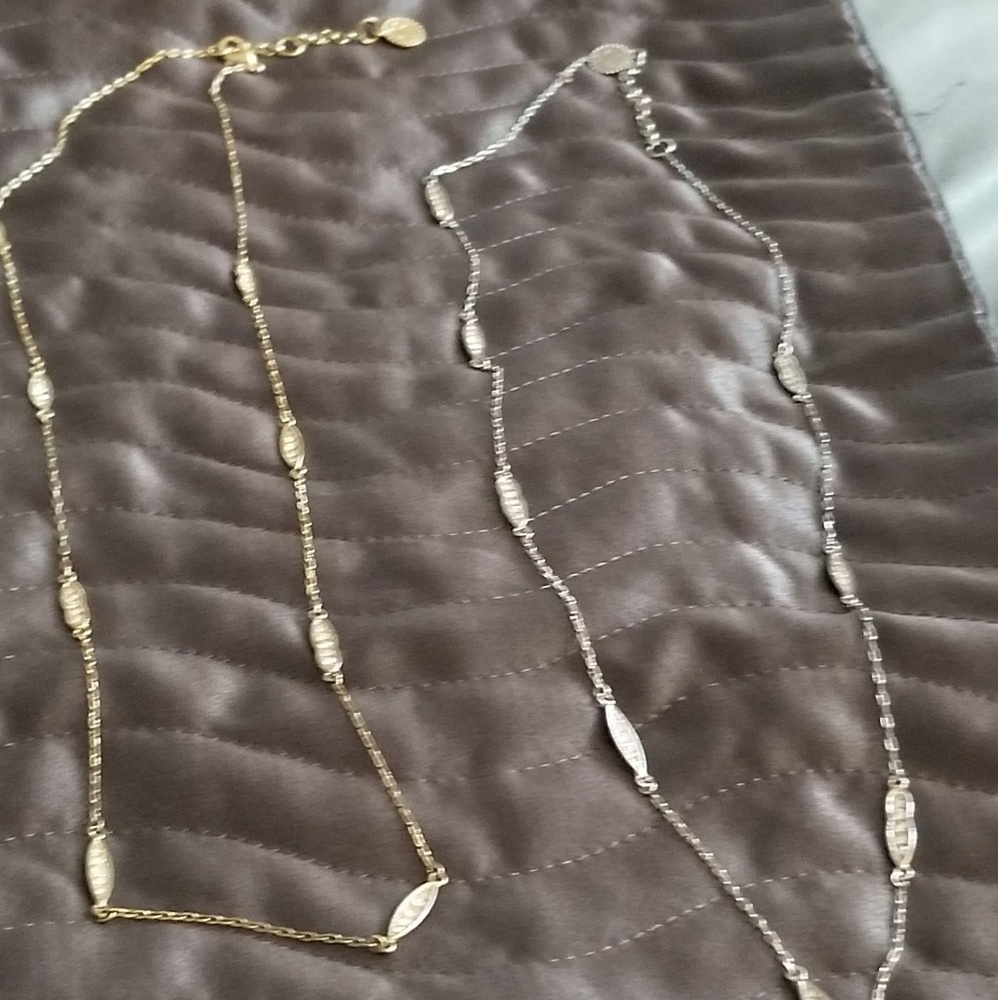 Jessica Simpson long gold and silver necklaces